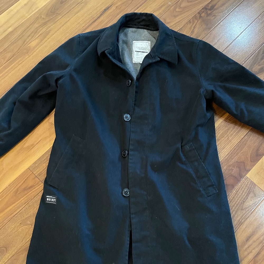 Black long coat with removable fleece